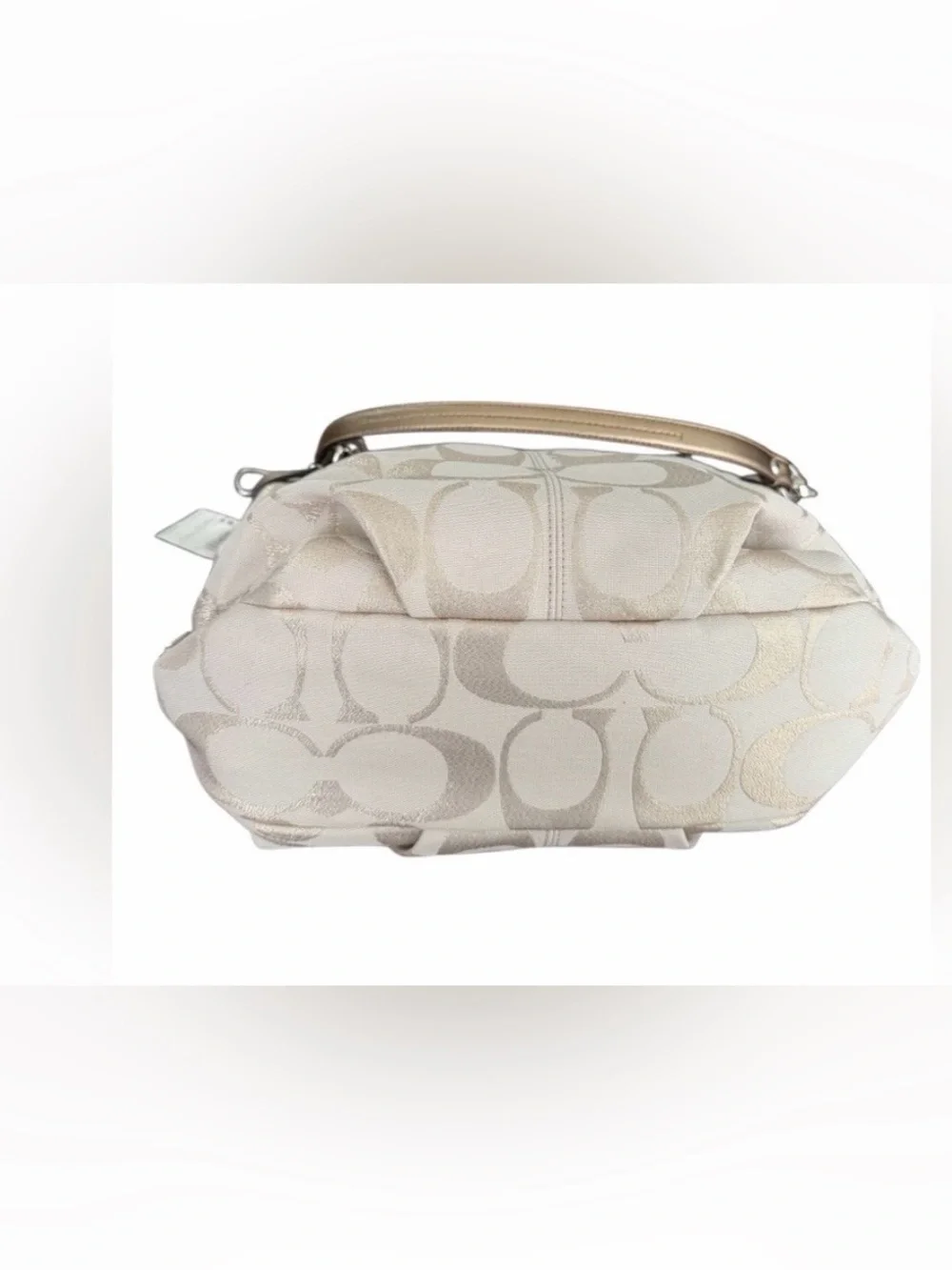 Coach “Brooke” Signature Jacquard Metallic Hobo Bag in Champagne/Gold Trim! NWT